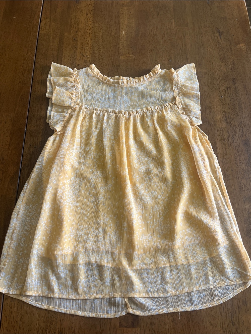 mittoshop Yellow Floral Ruffle Sleeve Blouse